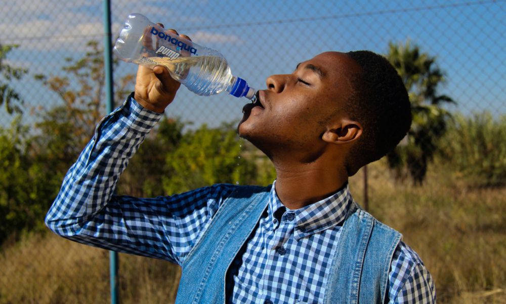 A person drinking water