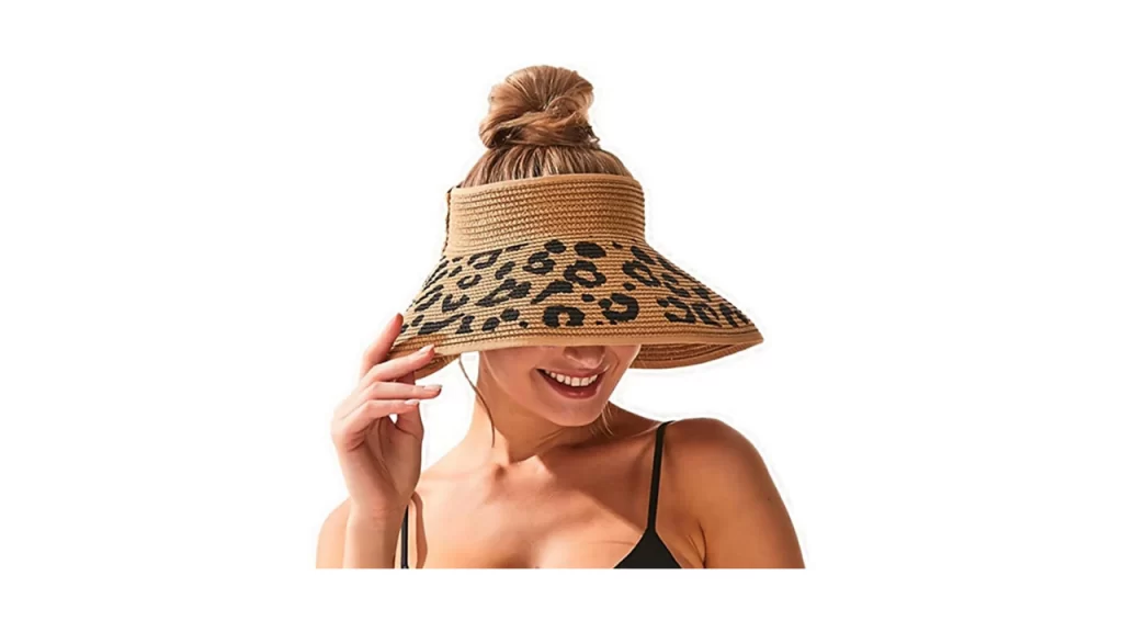 Leopard patterned sun visor